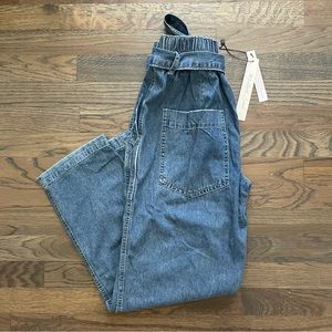 Mustard Seed High-Waisted Belted Oversized Boyfriend Jeans, Small